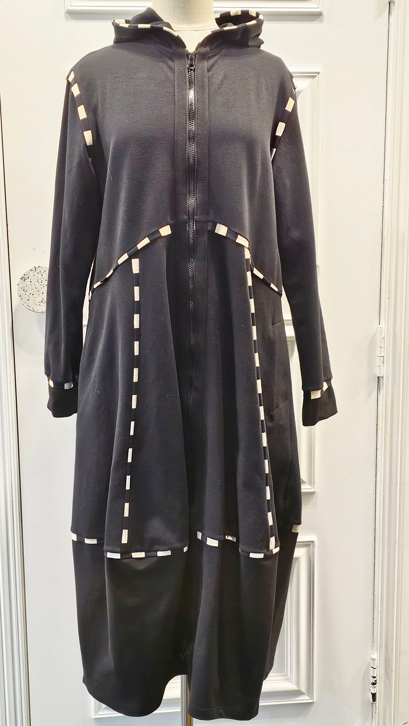 Archer Black Coat with Stripe