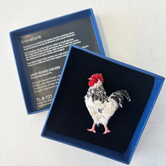 Light Sussex Chicken Brooch