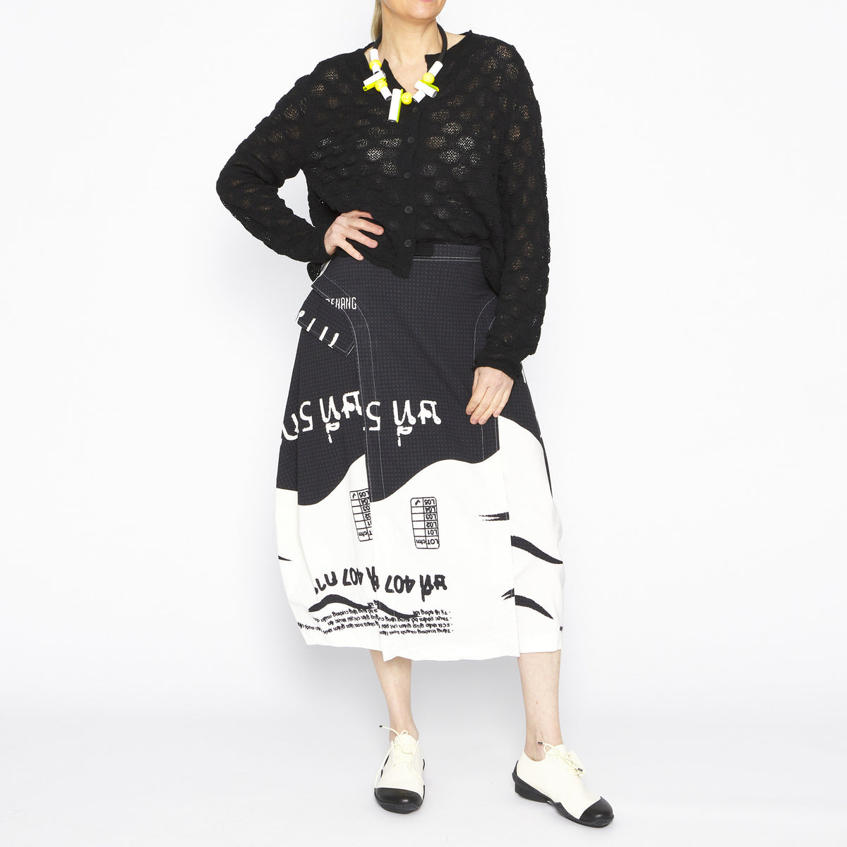 Black Ivory Print Skirt