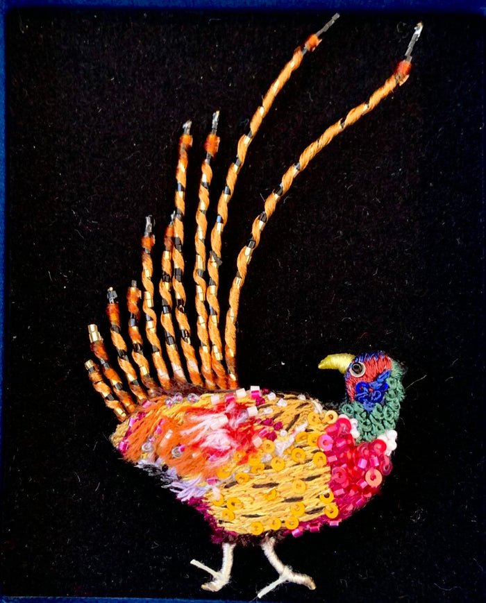 Ring Necked Pheasant Brooch