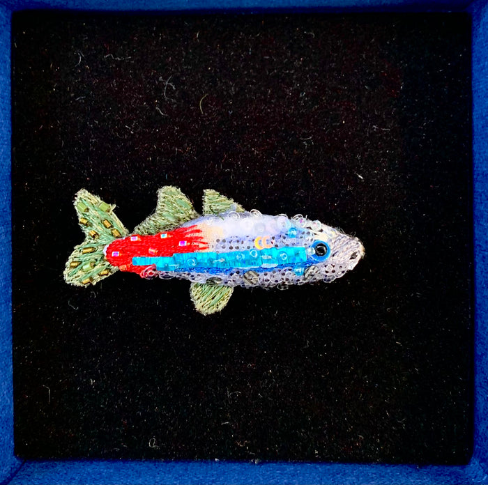 Neon Tetra Fish Brooch