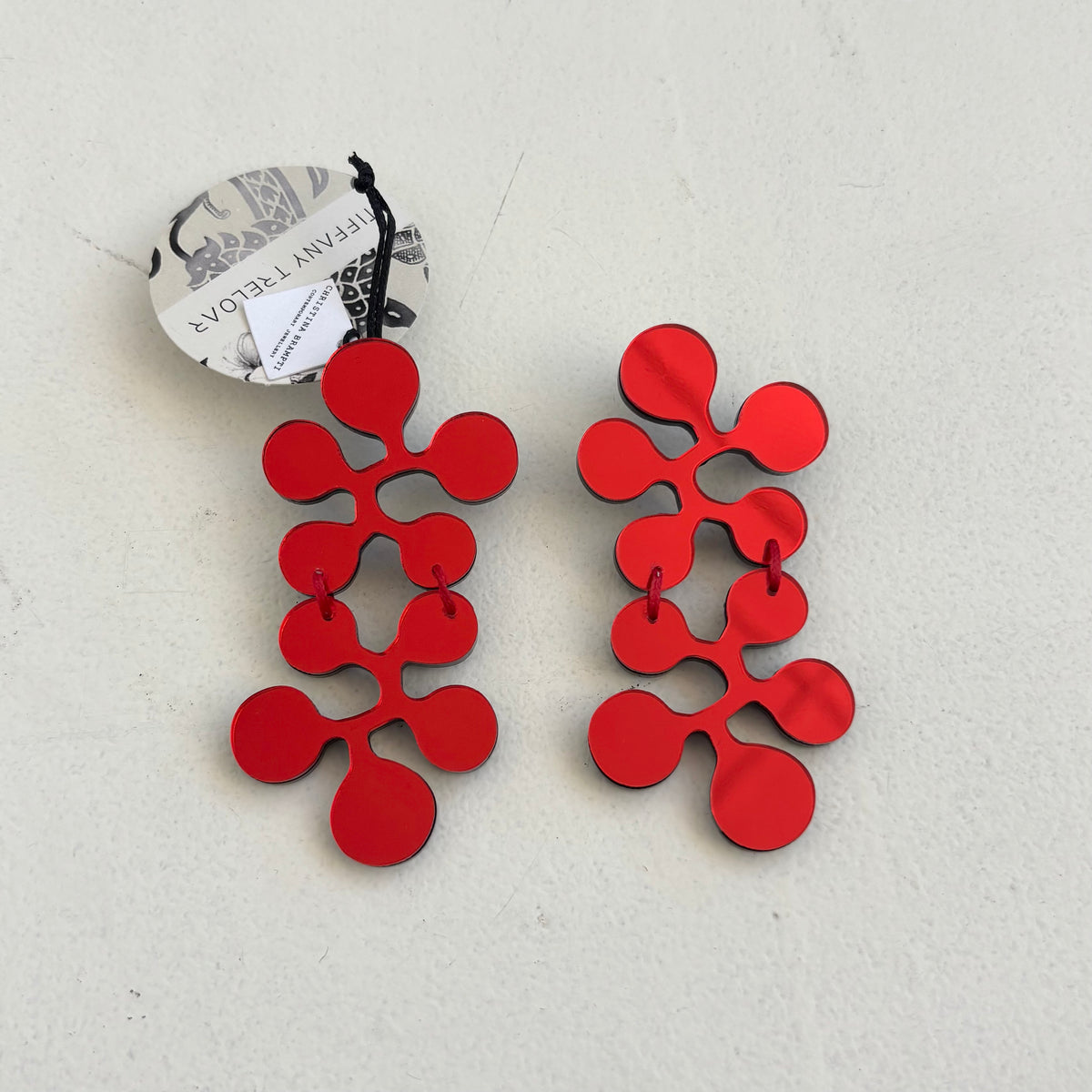 CB490 - Splatter Double Link Stud Earring in Red