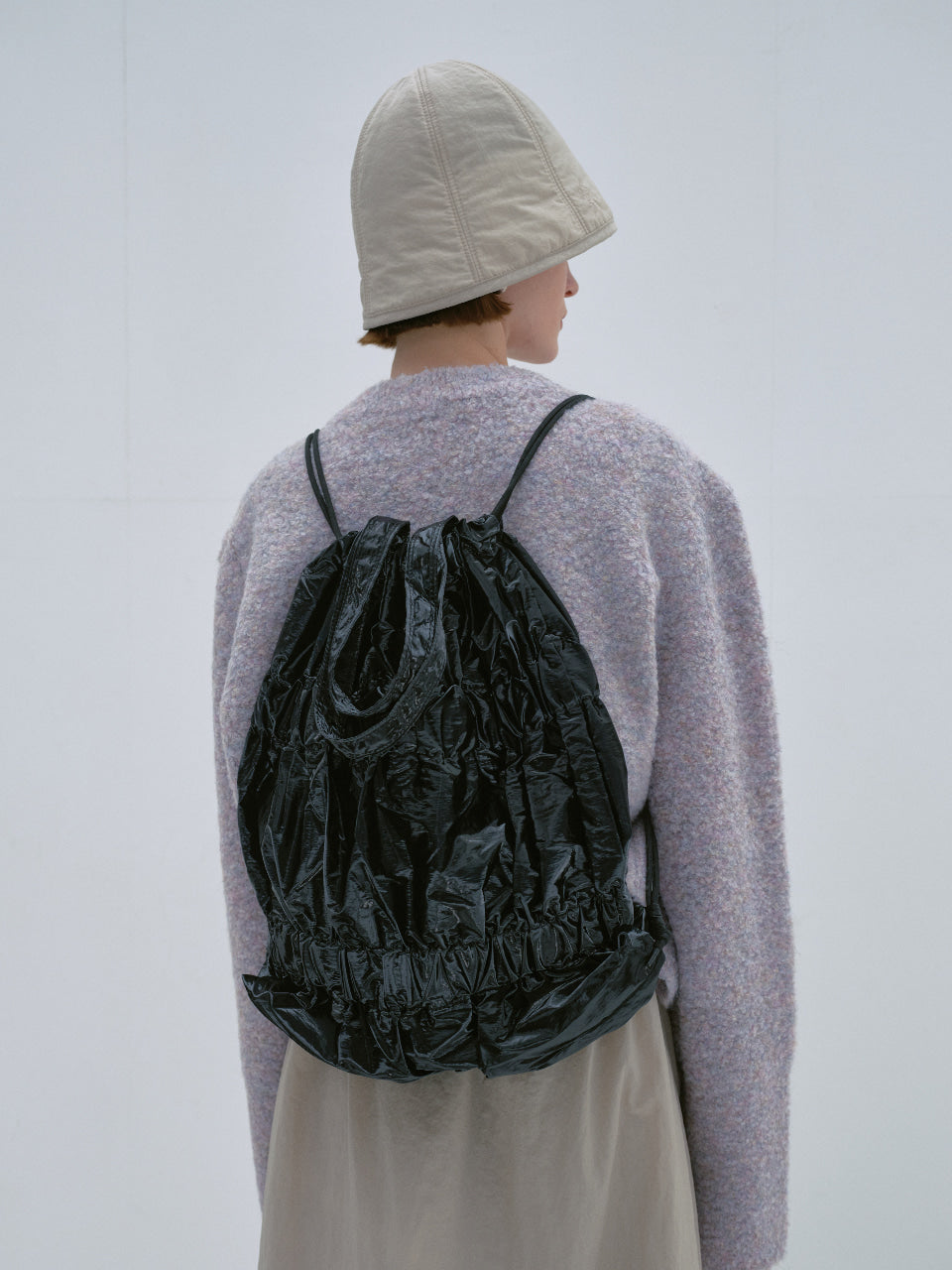 Tiered Banding Backpack Glossy Black