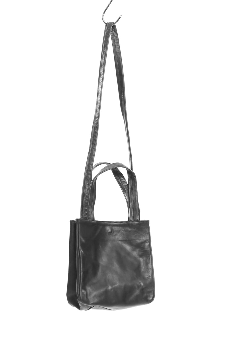 SN-024 Black Leather Boxy Tote Bag