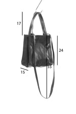 SN-024 Black Leather Boxy Tote Bag