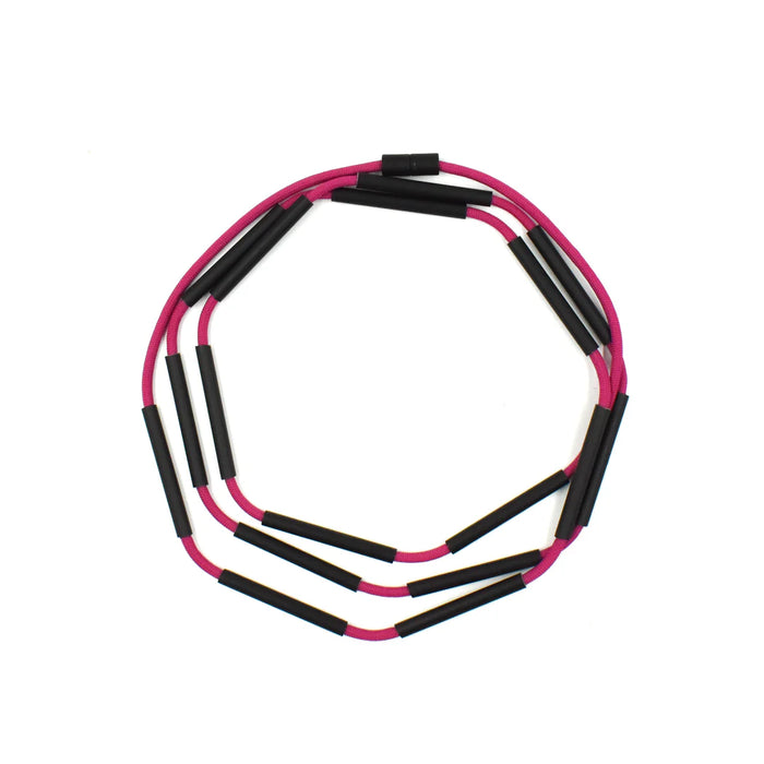 CB507 - Pink Black Separated Bar Necklace