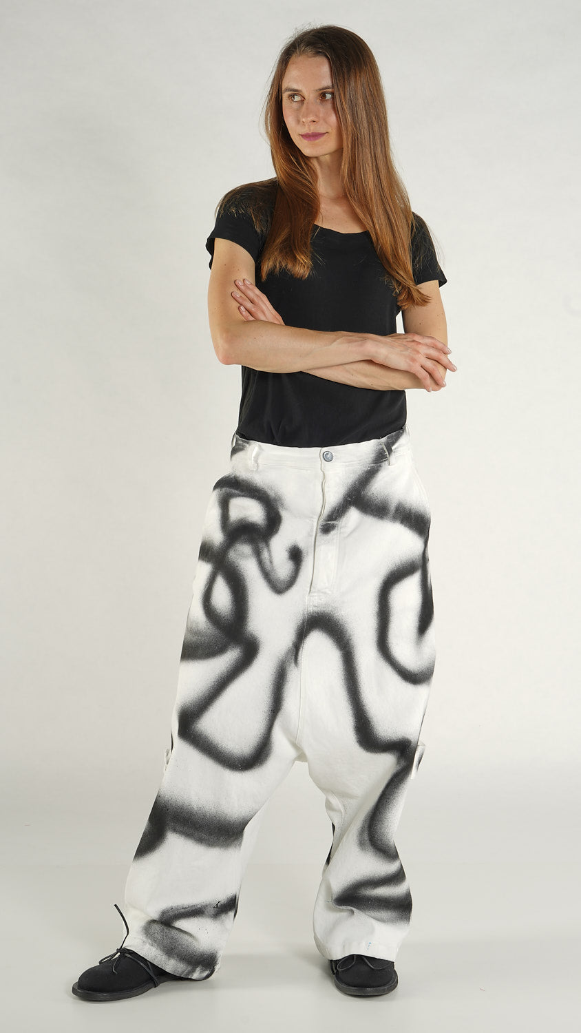 1040123 Graffiti Black Print Pant