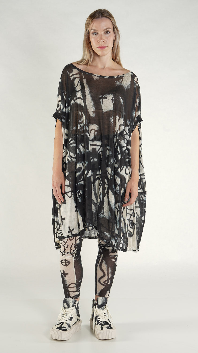 1621904 Black Print Tunic