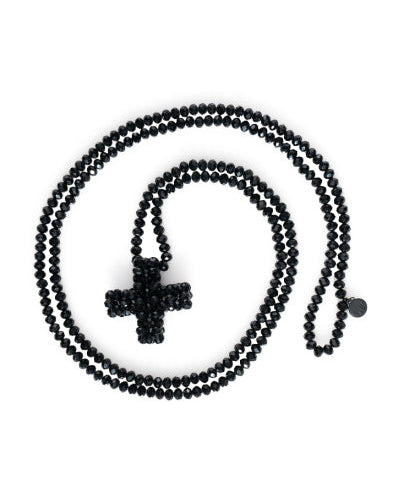 1521 - Across Long Black Necklace