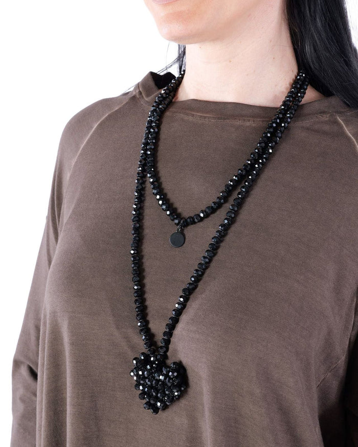 1536 - Across Heart Long Black Necklace
