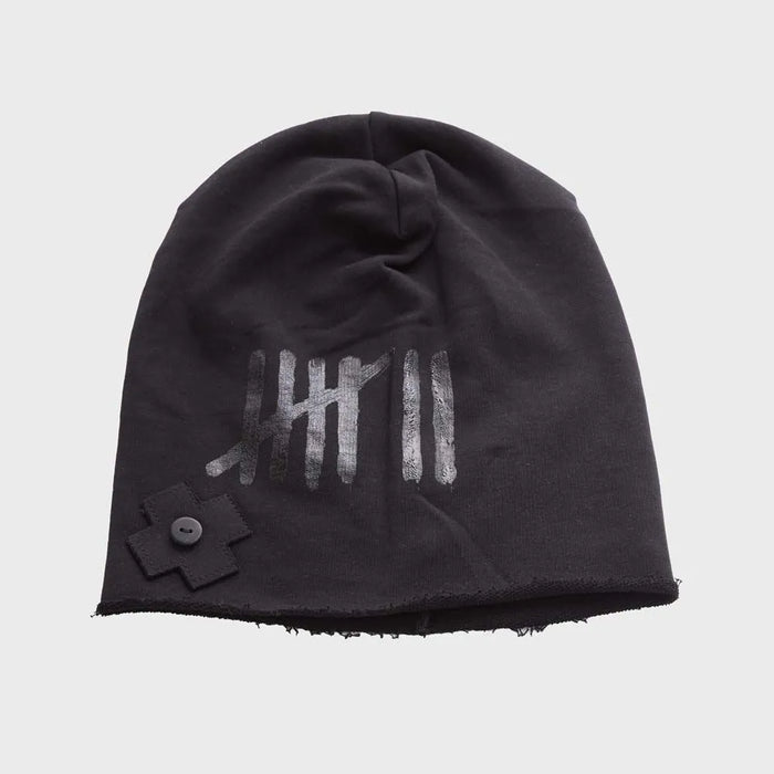 Beanie Black Print