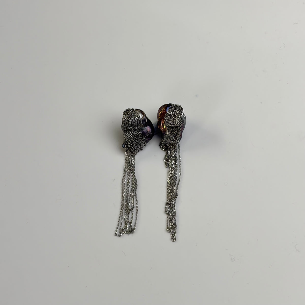Seaweed Pear Earring- Silver Black