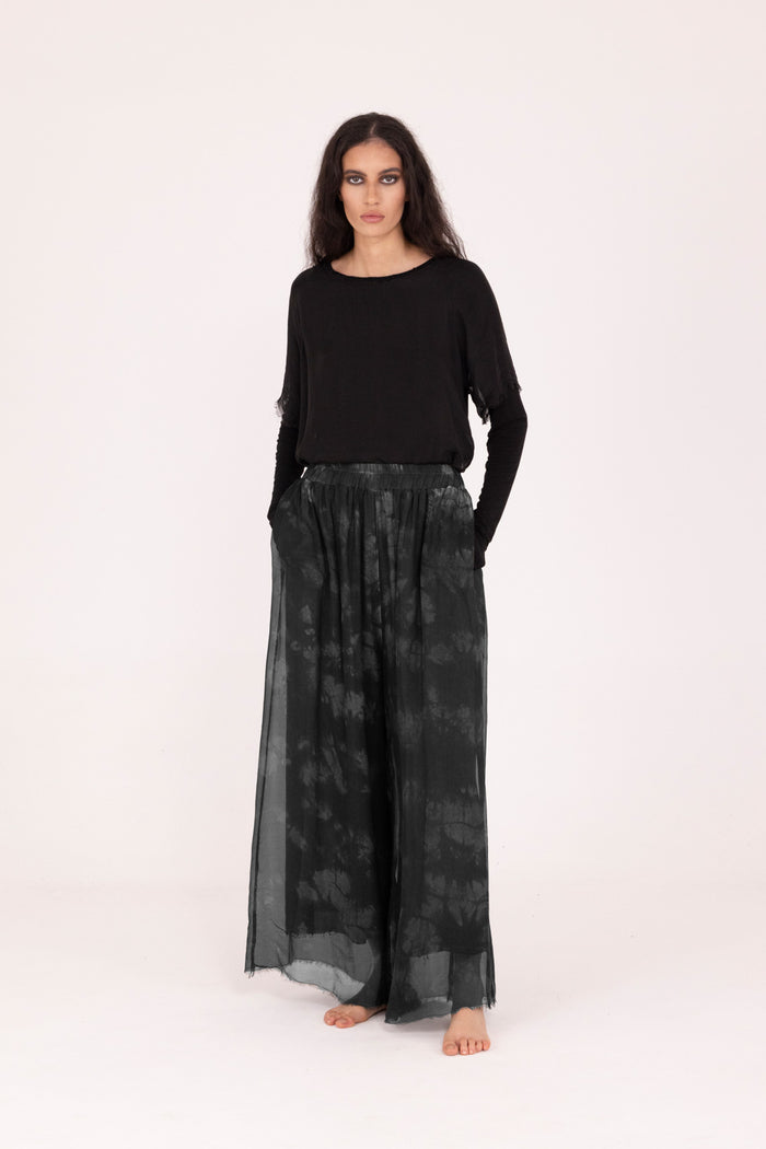 S196 Ash Grey Print Pant