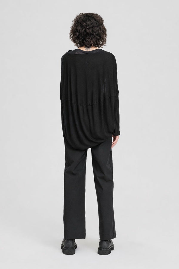 Sleeved Knit Ellipse Top - Black