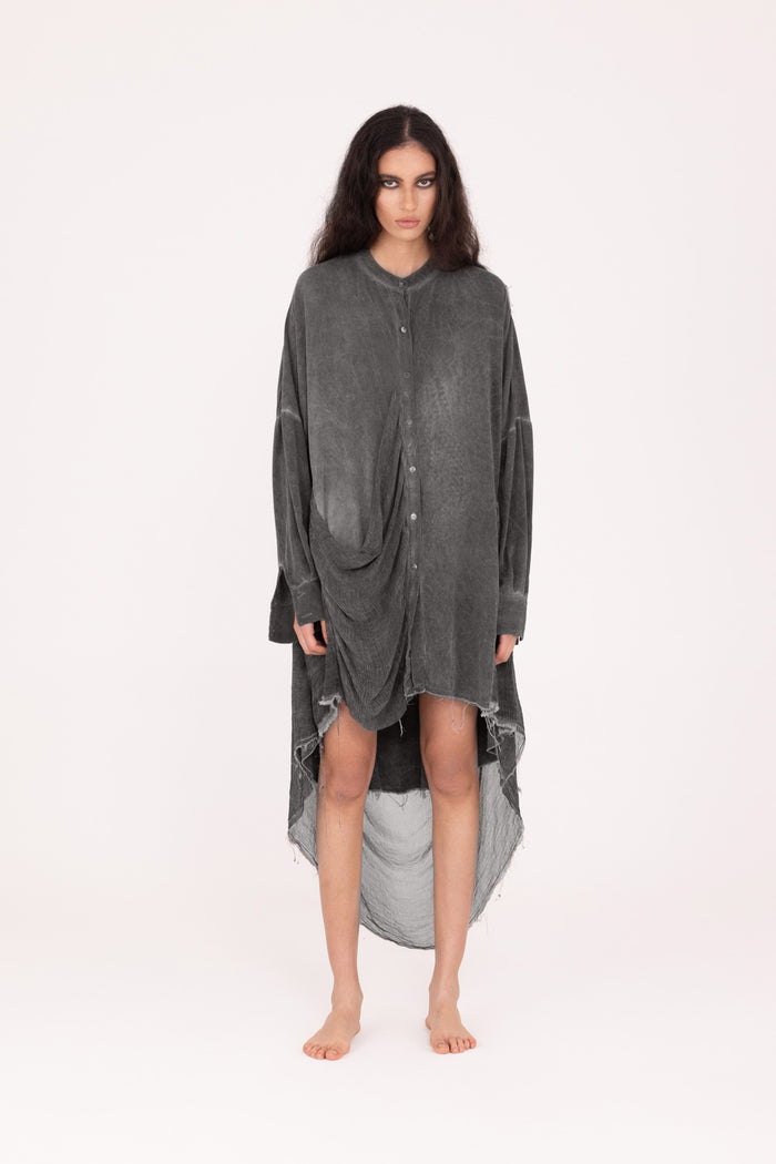 S159 Emerald Grey Shirt Dress