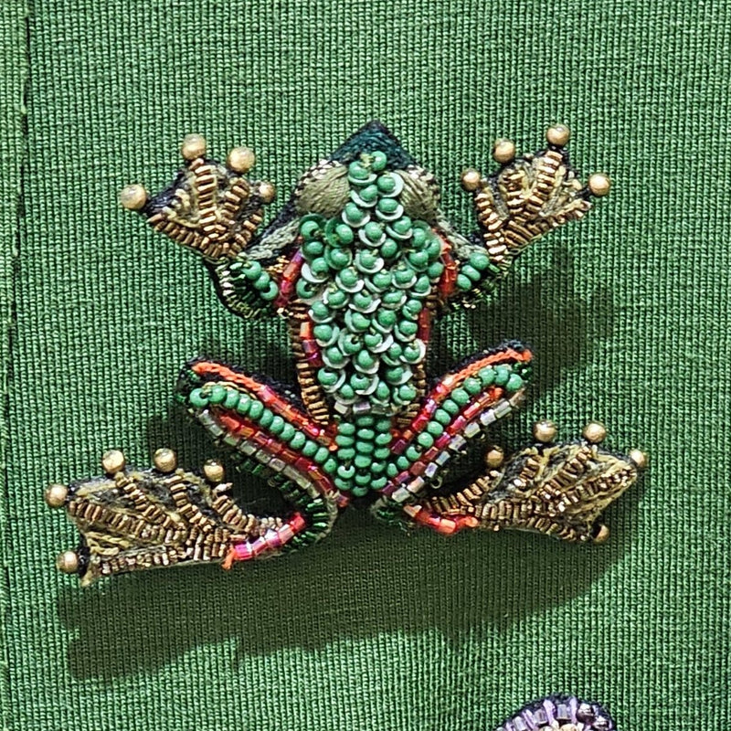 Green Flying Frog Brooch