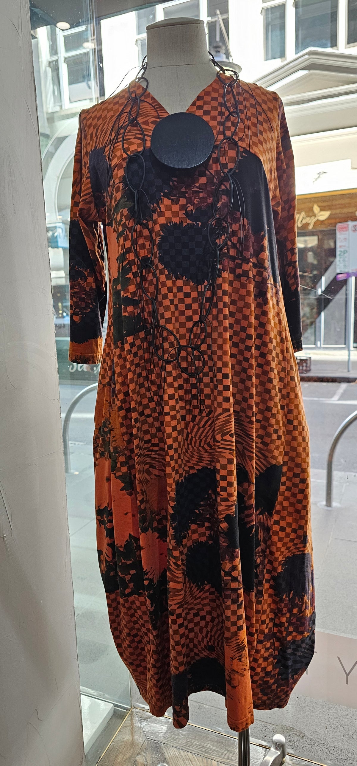 Orange Check Deanna Dress