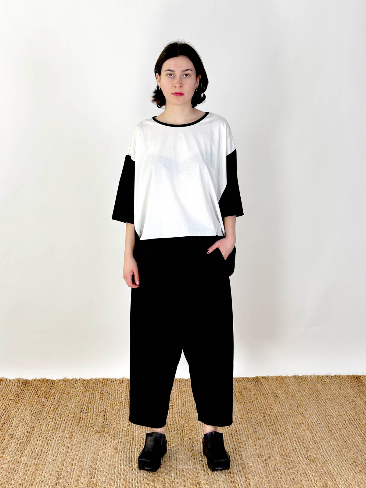 Maja Ivory Black Patch Top