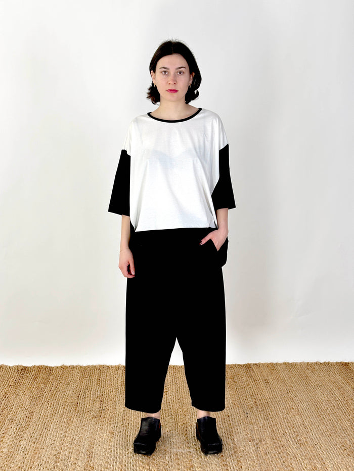 Maja Ivory Black Patch Top