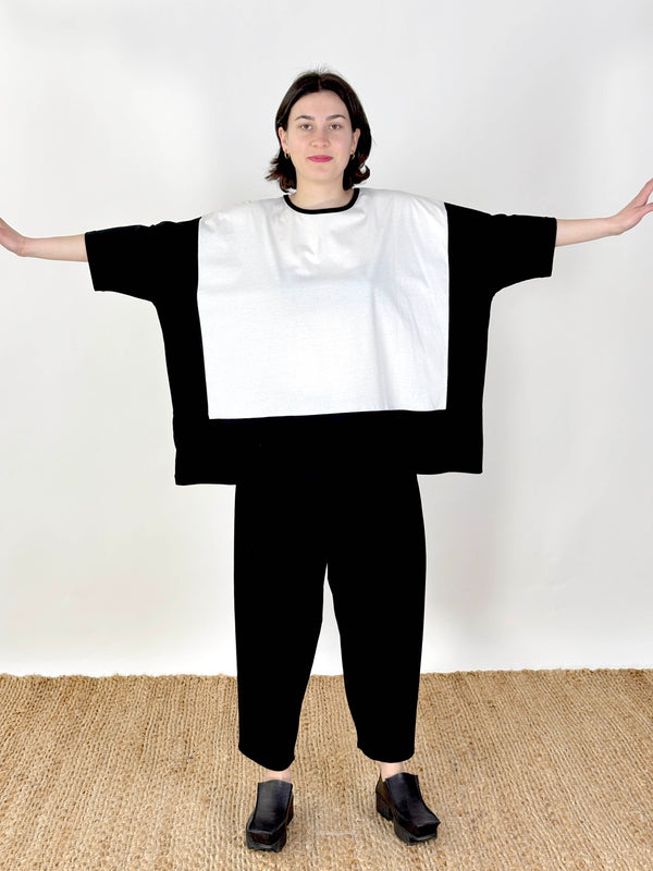 Maja Ivory Black Patch Top