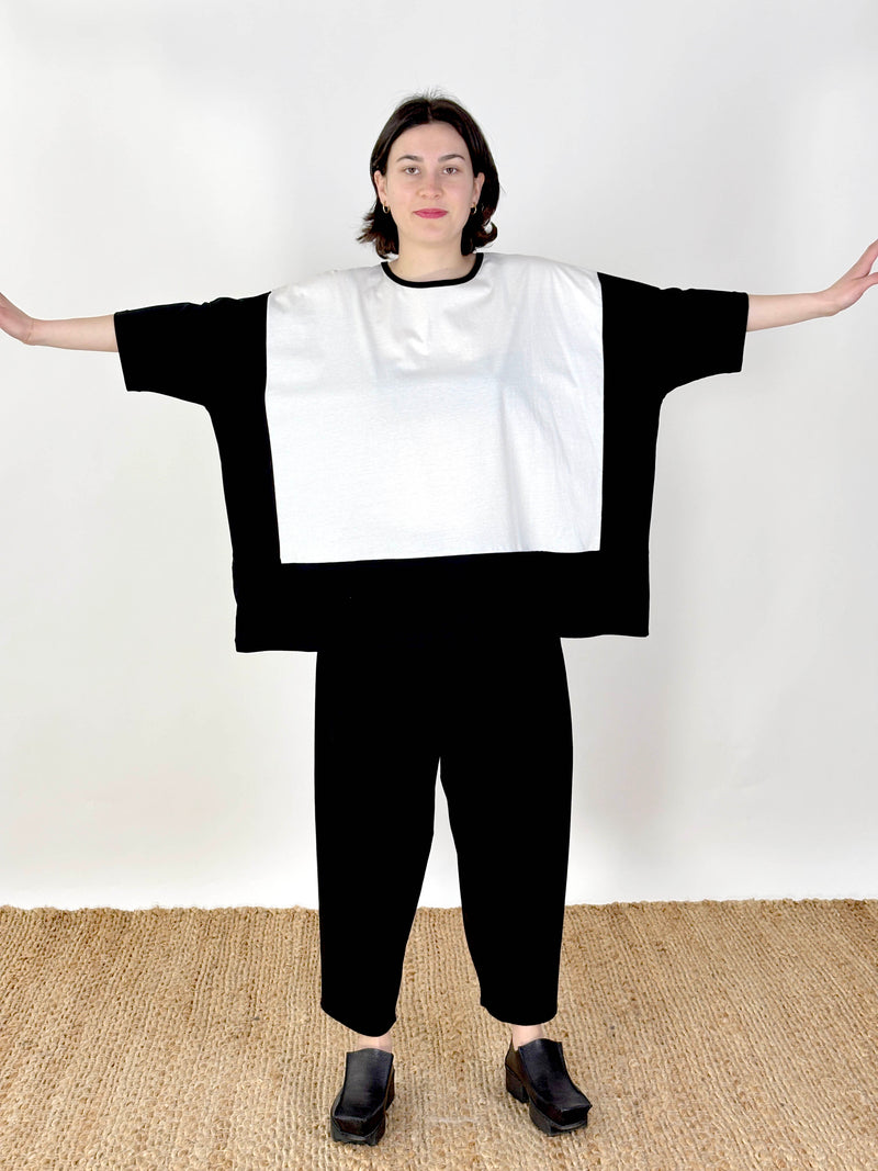 Maja Ivory Black Patch Top