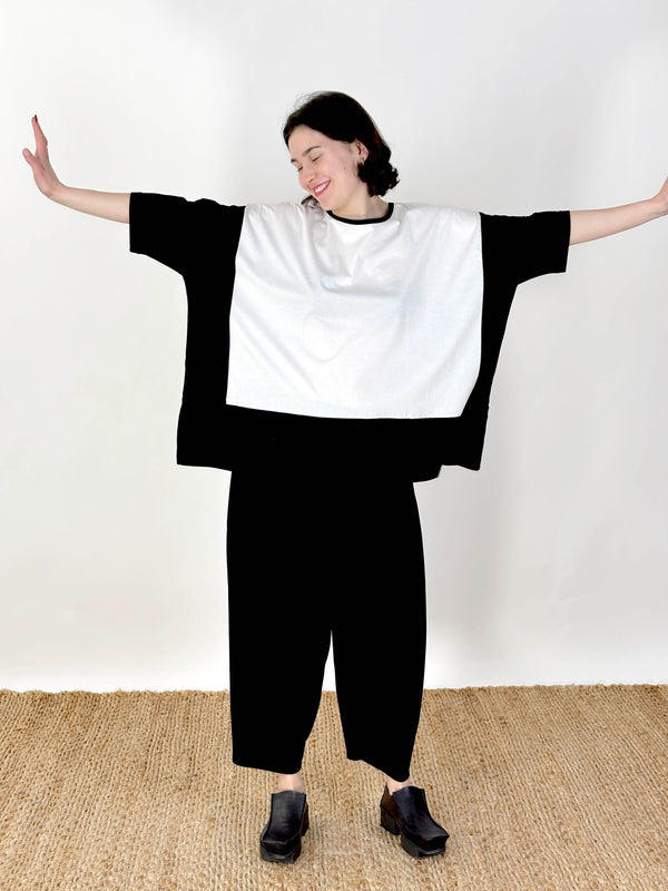 Maja Ivory Black Patch Top