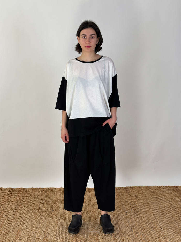 Maja Ivory Black Patch Top