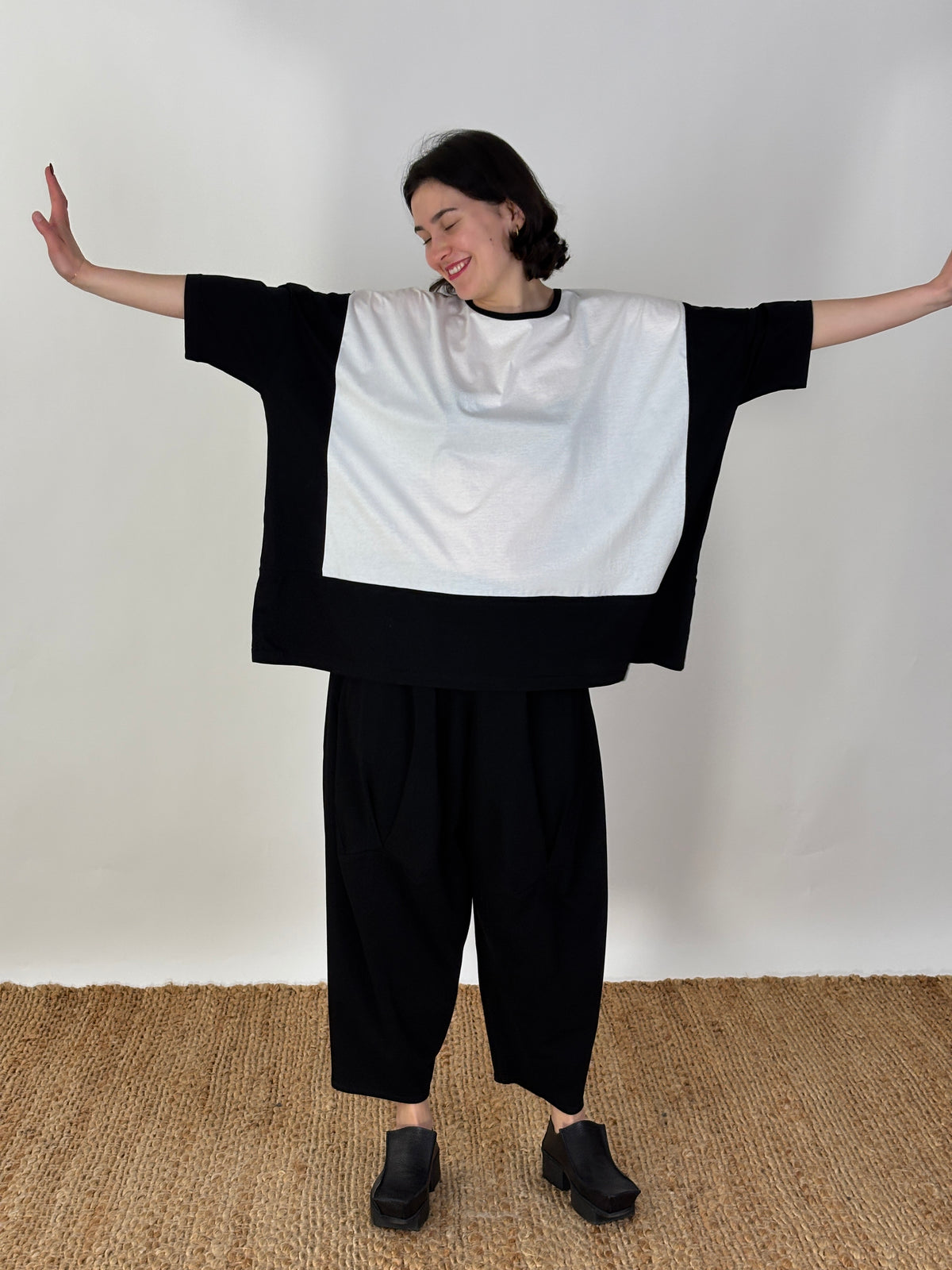 Maja Ivory Black Patch Top