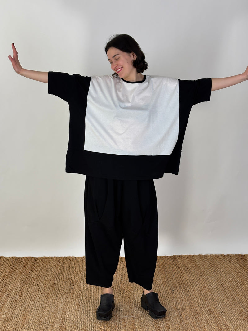 Maja Ivory Black Patch Top