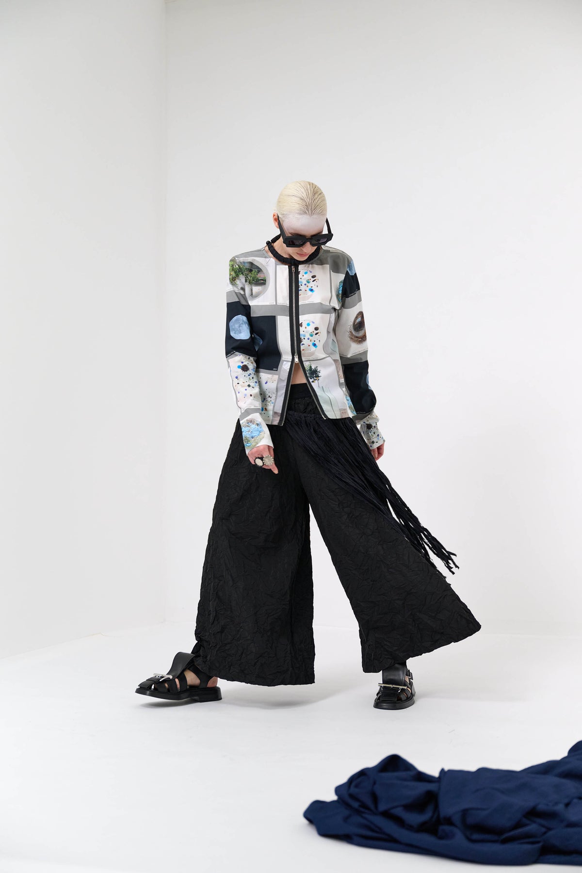 Zip Front Print Shirt