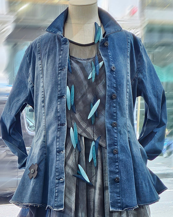 CB508 - Cluster 3 Pods Long Necklace, Blue