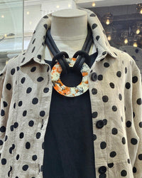 CB98 - Climb Cord Plexiglass short necklace, Orange Marble