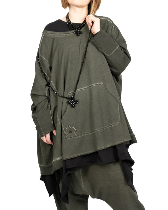 Wide Long Sweat Plus in Olive 2081