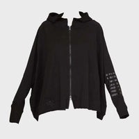 Wide Short Jacket Black Print