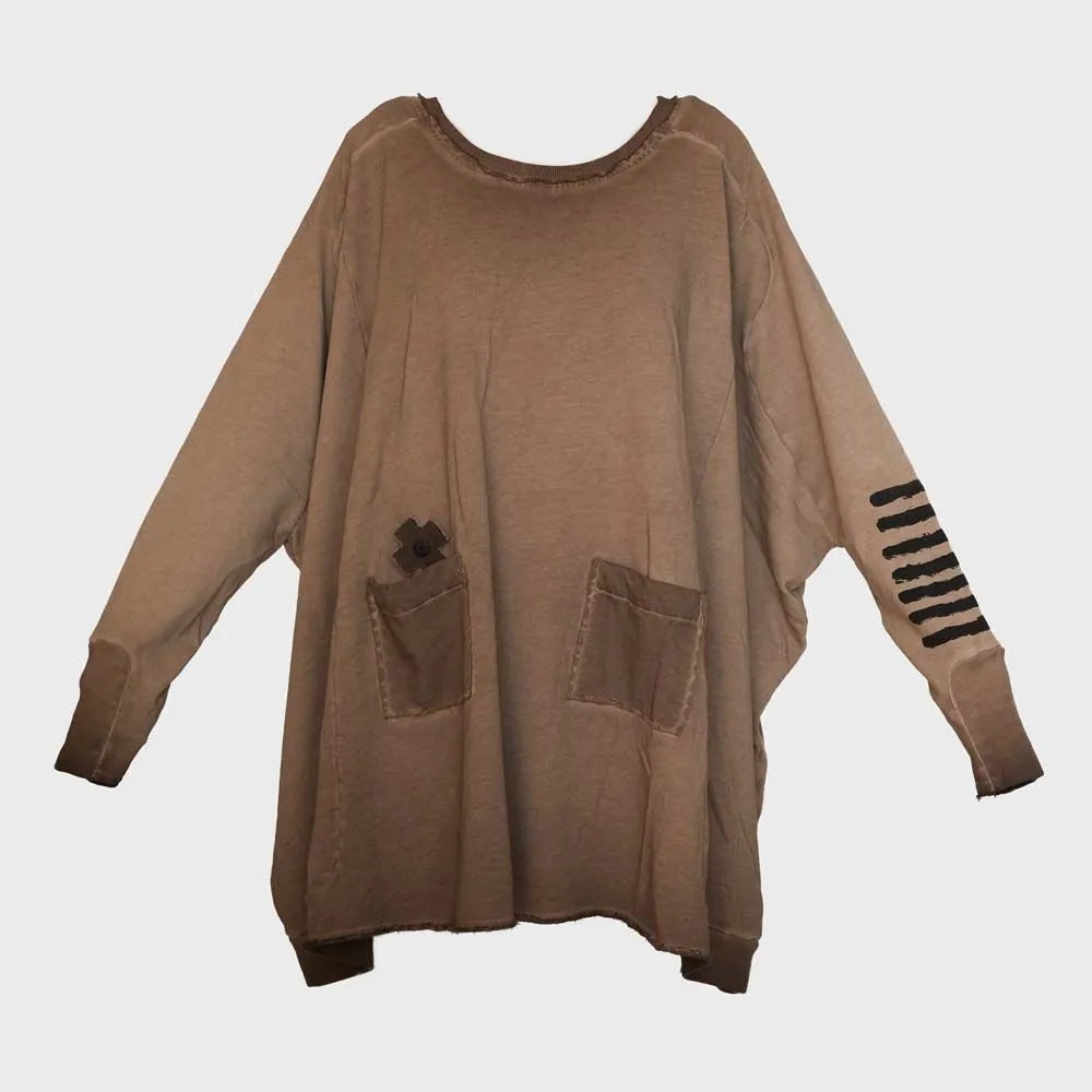 New Wide Long Sweat Light Chocolate Print