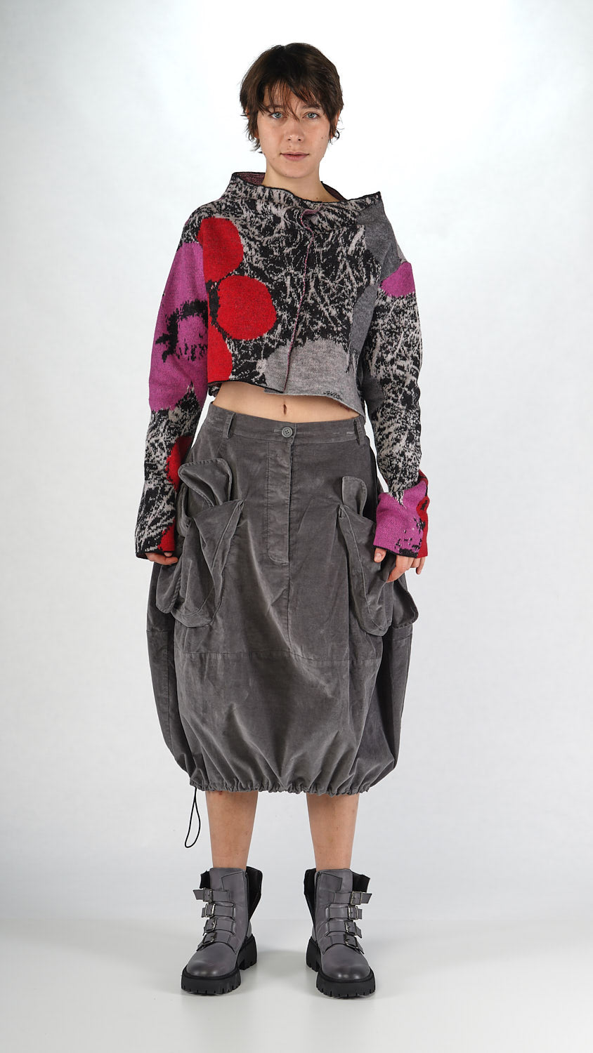 324 7101 Crop Cardi in Pink Garden