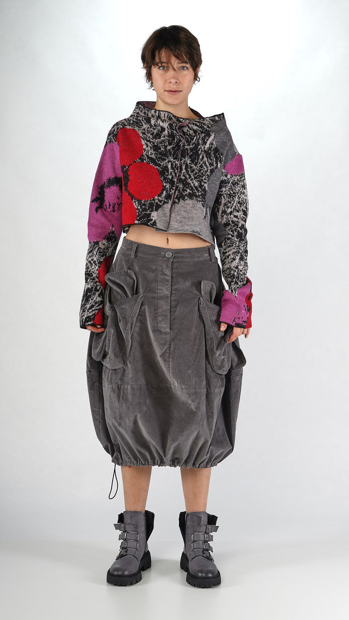 324 7101 Crop Cardi in Pink Garden