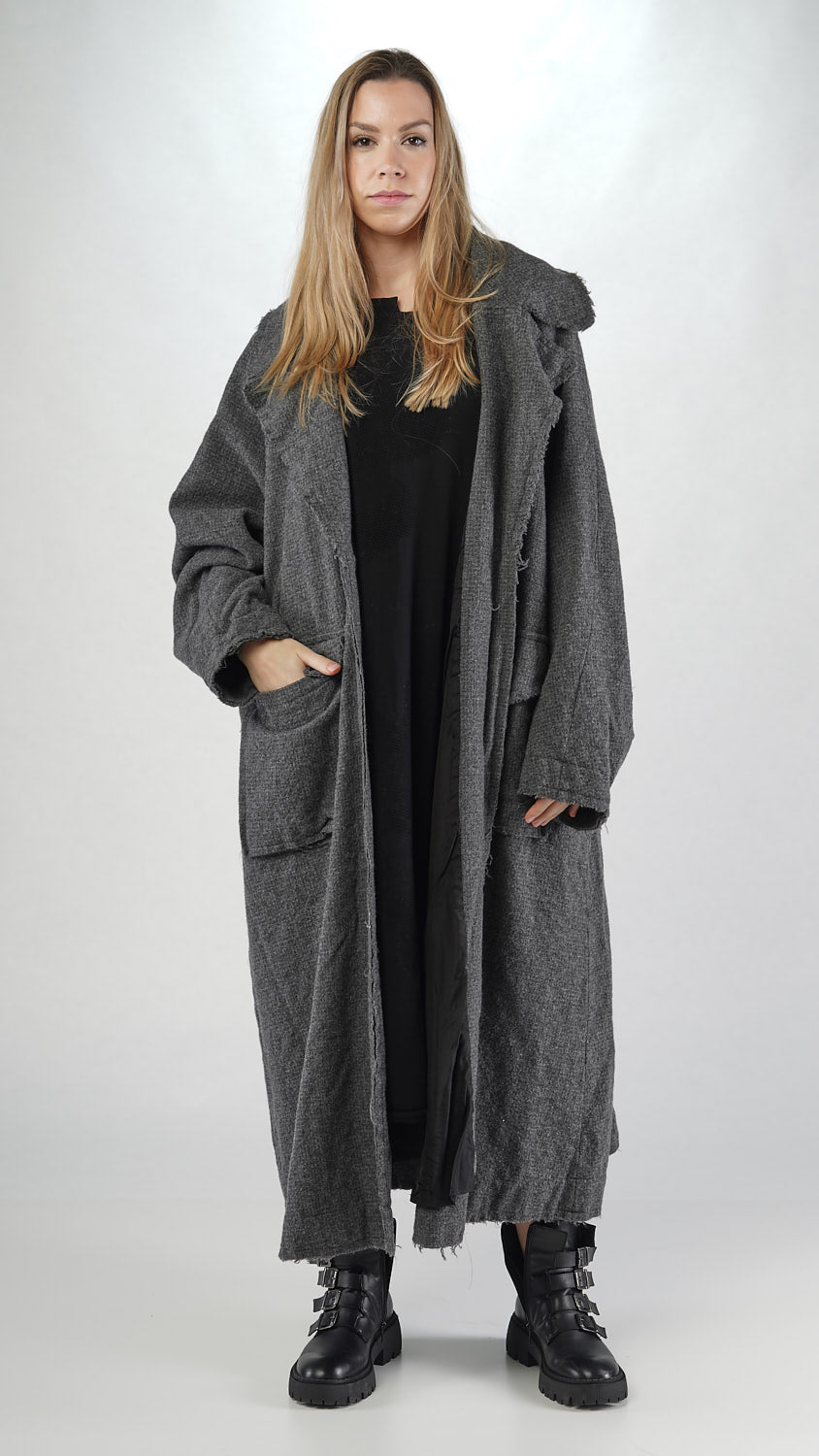 328 1204 Poet Overcoat in Dark Grey