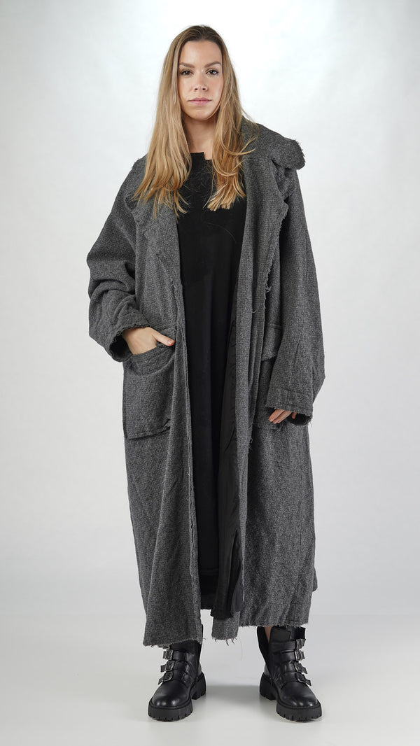 328 1204 Poet Overcoat in Dark Grey