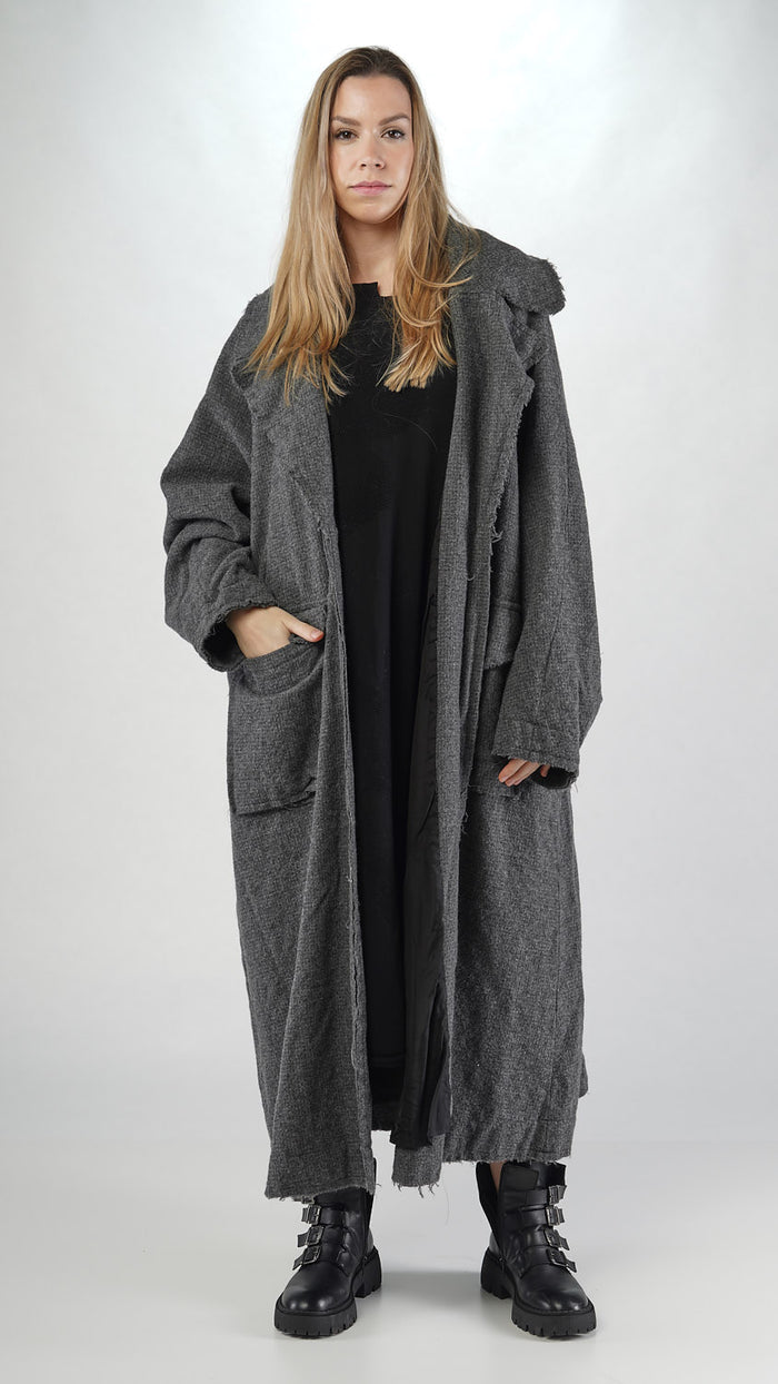 328 1204 Poet Overcoat in Dark Grey