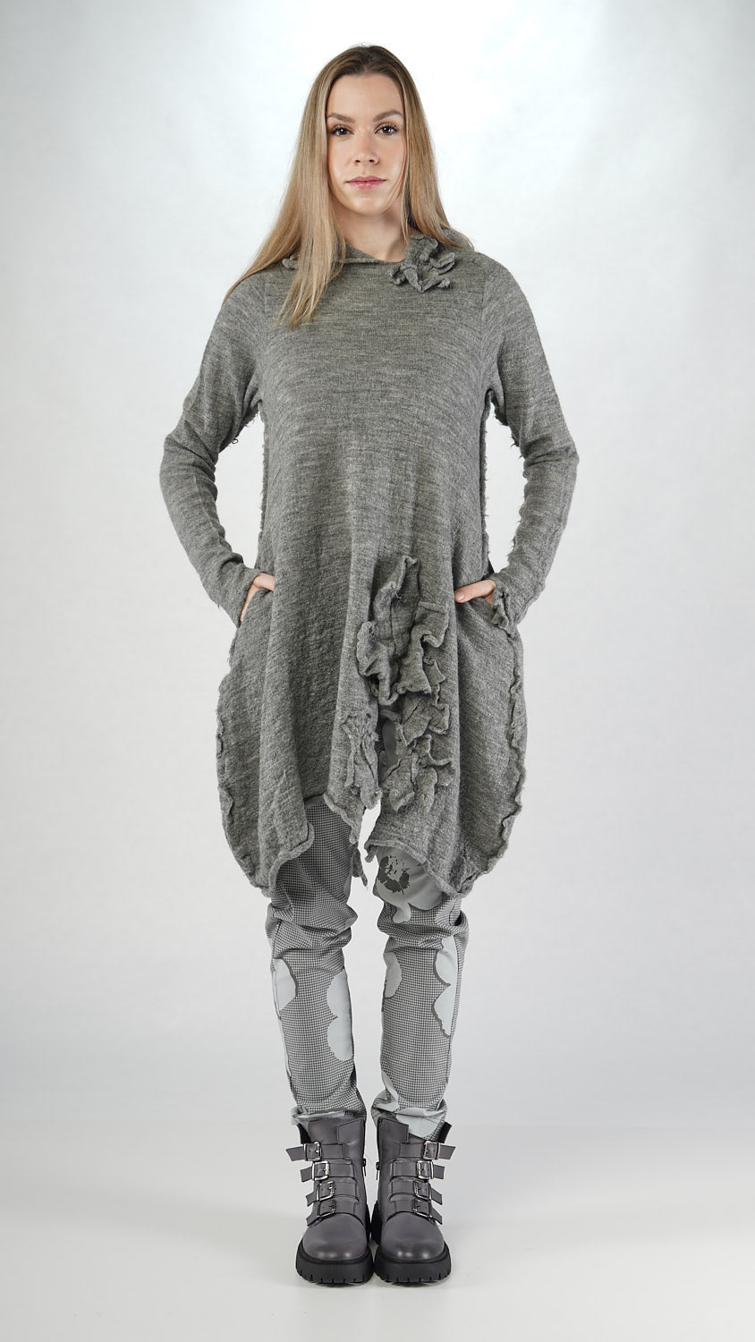 389 7007 Dark Grey Knitted Tunic Dress