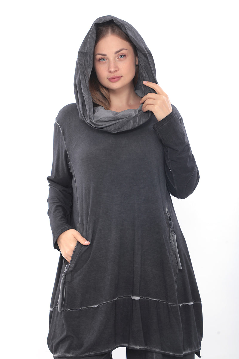 Cowl Neck Tunic in Anthracite