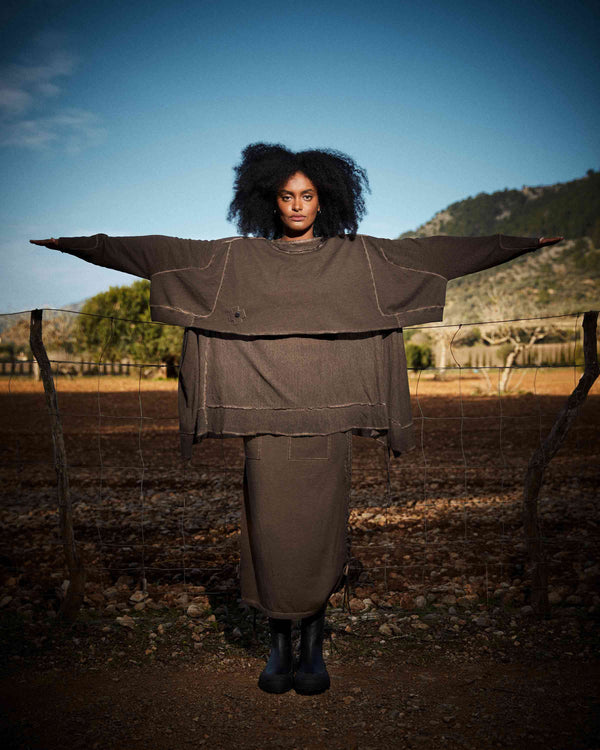 New Wide Short Sweat Chocolate