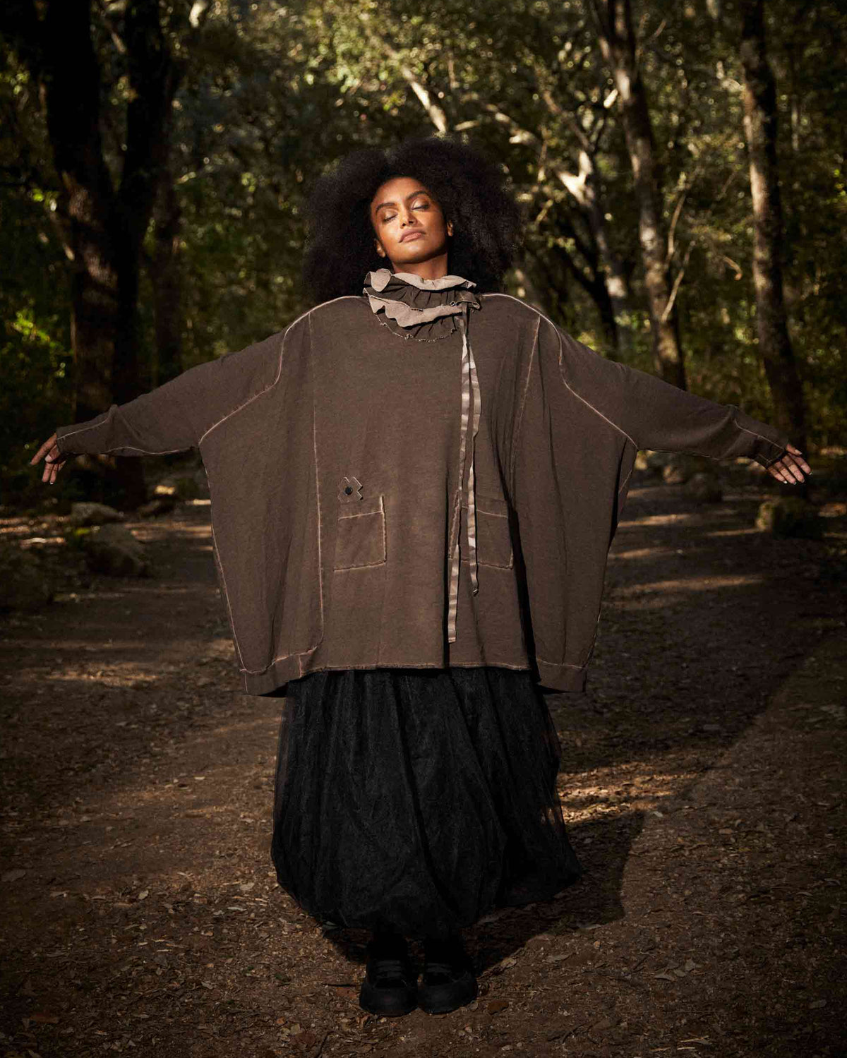 New Wide Long Sweat Light Chocolate Print