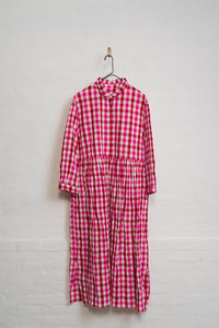 261128 Destiny Red Pink Check Dress