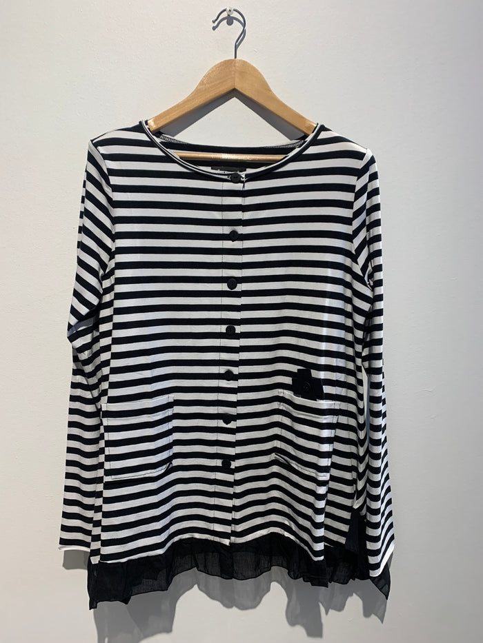RÜ Jardigan- Black & White Stripe