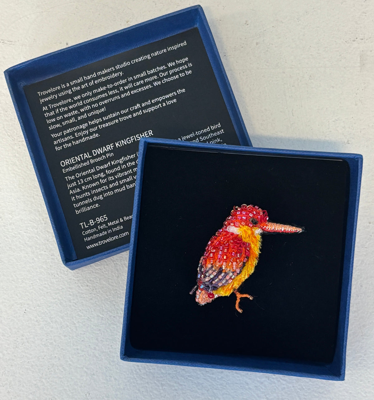 Oriental Dwarf Kingfisher Brooch