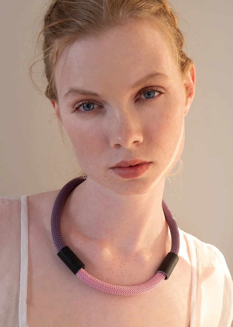 CB64 - Tube Rope Necklace in Purple Pink