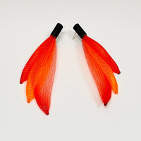 CB609 - Orange Red Mix Mesh Earrings