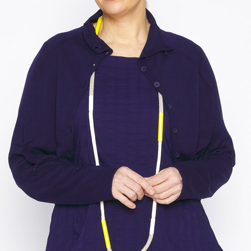 Navy Ivory Jacquard Cardigan